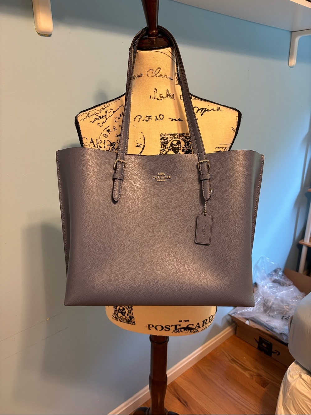 Coach Slate Blue Pebbled Leather Mollie Tote - EUC - Picture 3 of 9